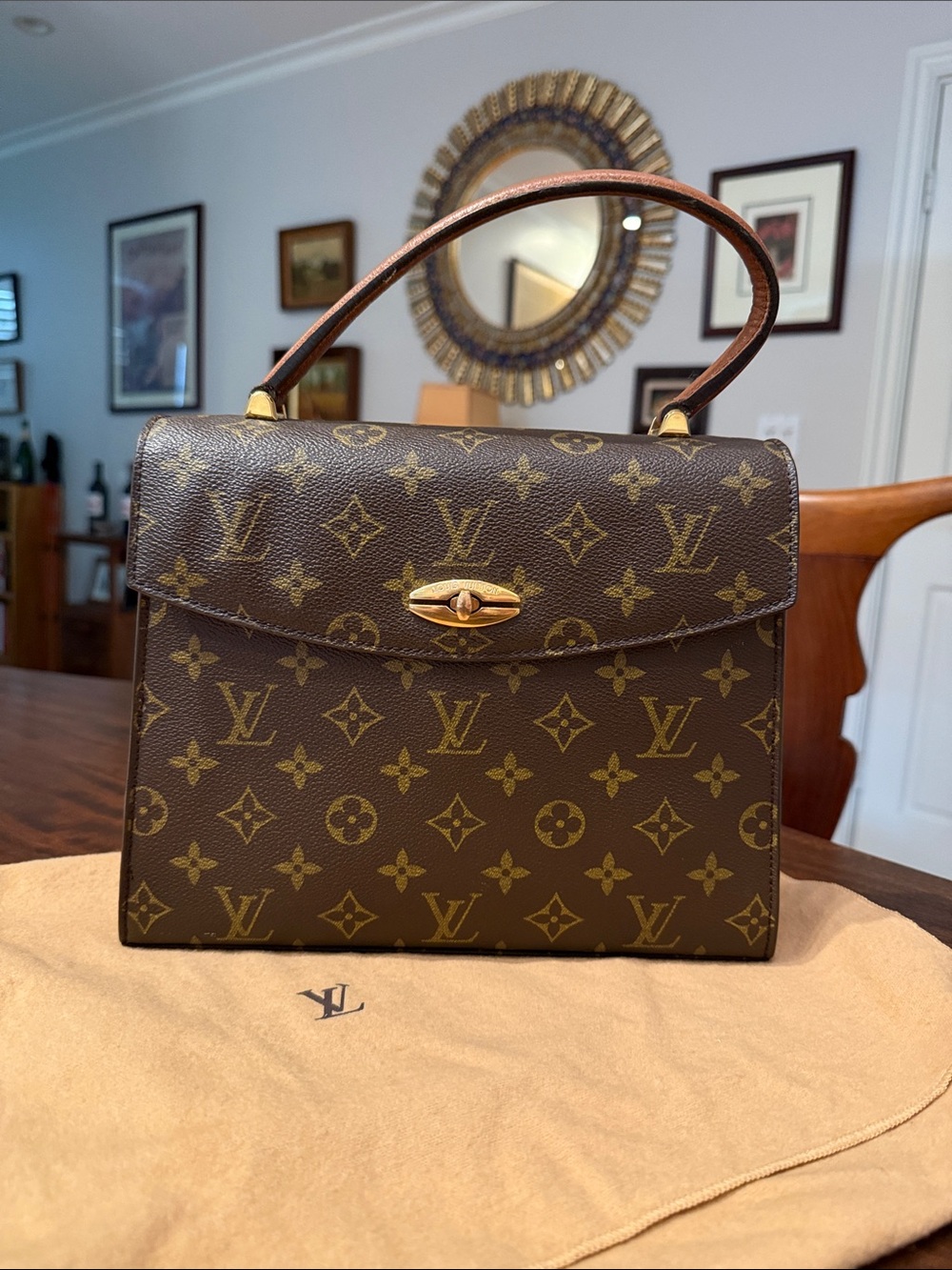 Louis Vuitton Monogram Canvas Top-Handle Satchel in Brown